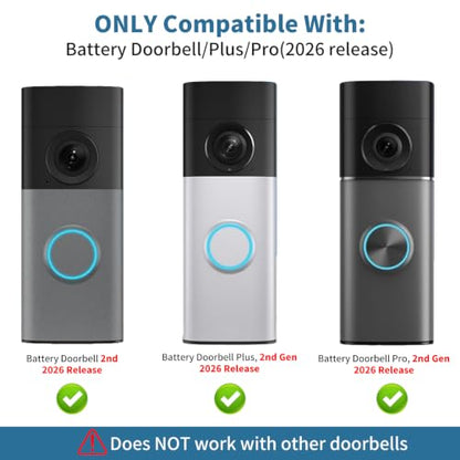 Adjustable 360 Degree Doorbell Angle Mount Compatible with Battery Doorbell/Pro/Plus 2nd Gen(2026 release), Doorbell Camera Door Mount Wedge Kit for House