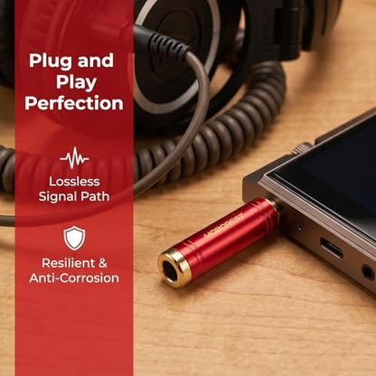 MOBOREST 3.5mm to 1/4 (6.35mm) Adapter, 1/8 Inch to 1/4 Inch Stereo Headphone Adapter, Can be Used Conversion Headphone adapte, amp adapte, RED 2PCS - color: RED