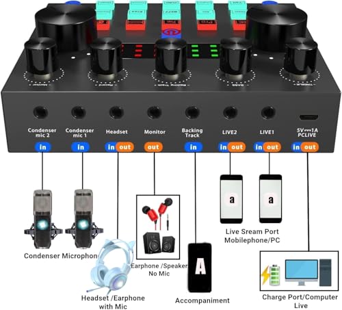 BM-800 Podcast Equipment Bundle, Voice Changer Microphone Kit with Stand, Professional Recording Studio Package for Live Streaming (Black)