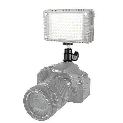 Camera Hot Shoe Mount with 1/4" Screw and Ball Head Adapter - Compatible with Camera, Camcorder, Smartphone, Action Camera, LED Lights, Microphone - 2 Pack