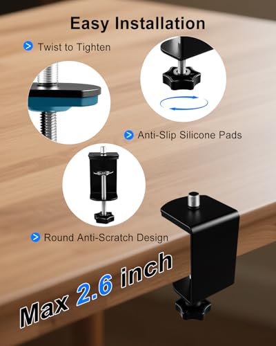 Overhead Phone Mount with Adjustable Arm and Desk Clamp, Camera Desk Mount Fit for DSLR iPhone Webcam Ring Light, Phone Holder Fit for YouTube TikTok Photography Video Recording
