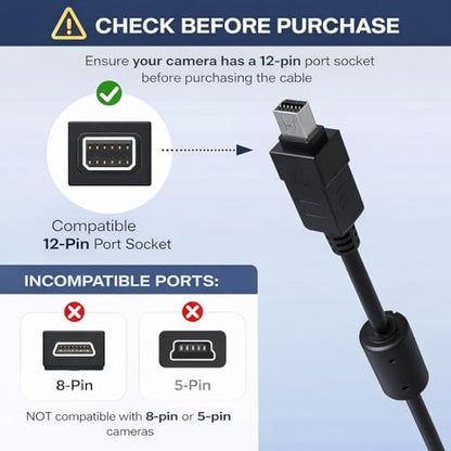 Master Cables Replacement Olympus CB-USB5 CB-USB6 CB-USB8 USB Data Transfer & Charging Cable for Olympus Tough TG Series, Stylus, FE, SZ, SH, XZ, OM-D & Pen Cameras – USB Camera Lead