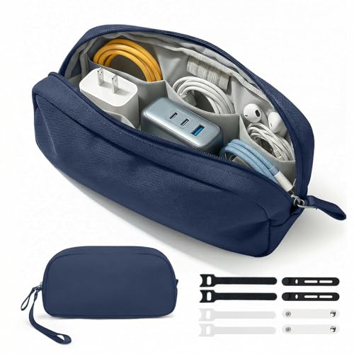 Travel Accessories Electronics Organizer, Waterproof Cable Organizer Bag for 3ft+ Cords, Tech Organizer Case for Charger, Phone & Airplane Gadgets, Midnight Blue - color: Midnight Blue, size: Medium