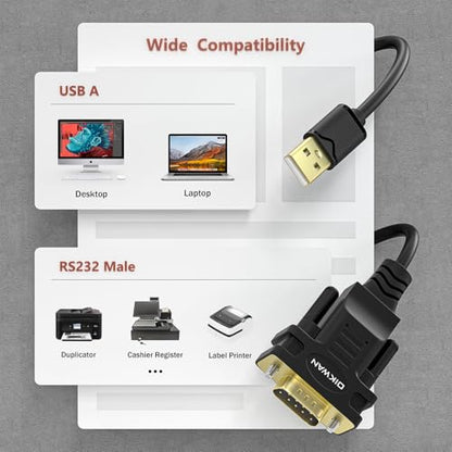 USB to RS232 Serial DB9 Male Cable, 2-Pack - size: 6FT, style: 2Pack USB to Serial DB9