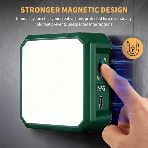 Ailight Magnetic LED Video Light, CRI 98+ 2500-9000K - Green | Rechargeable 2000mAh, USB-C Fast Charging, Smart Sleep Function, Cold Shoe & Magnetic Mount, on Camera Light - color: Green