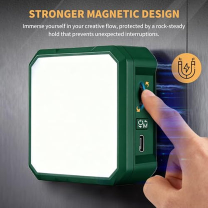Ailight Magnetic LED Video Light, CRI 98+ 2500-9000K - Green | Rechargeable 2000mAh, USB-C Fast Charging, Smart Sleep Function, Cold Shoe & Magnetic Mount, on Camera Light - color: Green