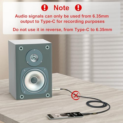 J&D USB C to 6.35 mm 1/4 inch TS Guitar Audio Cable, Audio Recording, Bass, Electronic Piano Microphone Cord Compatible with iPhone 16/17 Series, Galaxy S24/S25, 3.3 Feet - size: 3.3 Feet