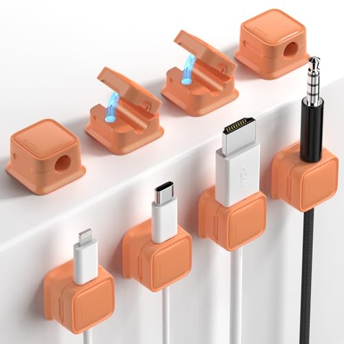 Costop 8 Pack Magnetic Cord Organizer, Easy Secure Adhesive Cable Management, Wire Holder Keeper, Hide Or Organize Phone USB Charger Cable, Orange - color: Orange, size: 8Pack