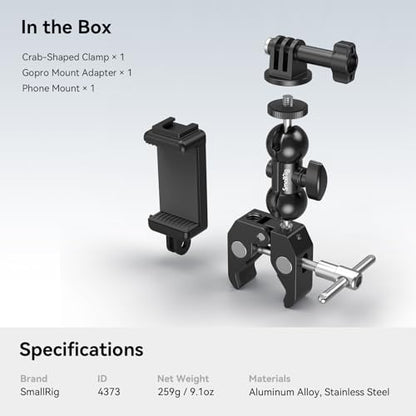 SMALLRIG Camera Mount Kit, Ball Head Magic Arm With Clamp, Super Clamp With Non-Slip Threads for GoPro, Webcam, Camera, Phone, Monitor and Light - style: Clamp Kit