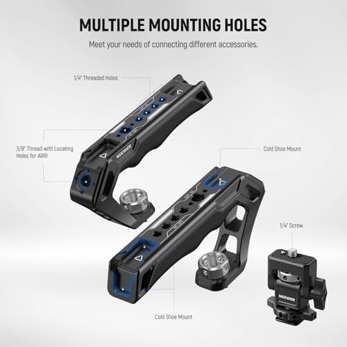 NEEWER CA007+MA006 Top Handle & Monitor Mount Set, Black, Compatible with 5" & 7" Field Monitor, Camera Cage & Gimbal, 3/8" ARRI Locating + Cold Shoe, 22lb Load Capacity - style: CA007+MA006