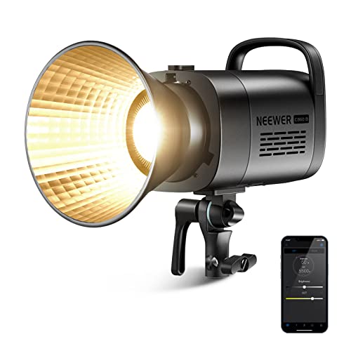 NEEWER CB60B 70W LED Video Light with 2.4G&APP Control, COB Bi Color 2700K-6500K 34000Lux at 1m/CCT CRI97+/12 Scenes/Bowens Mount, Bluetooth, with Reflector, Power Cord, Manual, Studio/Video Recording