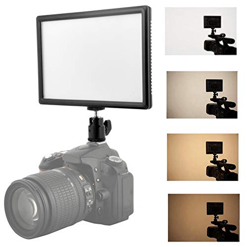 LED Video Light, Fill Light Panel with Bright Natural Soft Illumination Stable Color Temperature, LCD Display for Brightness Color Temperature Adjustment, Compatible with