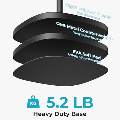 Microphone Stand, Universal Detachable Mic Floor Stand with Compact Weighted Base, Height Adjustable From 22’’ to 67’’, 2 Universal Mic Clips for Blue Yeti/Shure SM7B/Samson Q2U and More