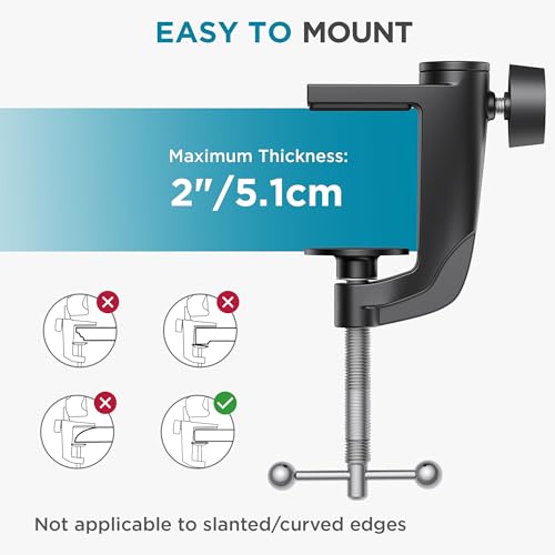 InnoGear Metal Desk Clamp For Microphone Suspension Boom Arm Stand Mic Stand Desk Holder with Adjustable Screw