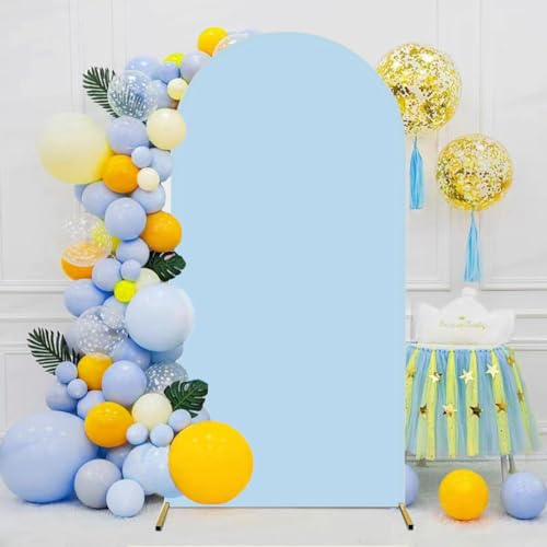 Albassa Arch Backdrop Cover 2-Sided Spandex Wedding Arch Covers Fitted Round Top Chiara Backdrop Stand Cover for Baby Shower Birthday Party Wedding Decoration (Dusty Blue, 7.2FT) - color: Dusty Blue, size: 7.2FT