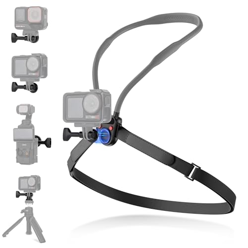 Magnetic Neck Mount for Action Camera,Magnetic Necklace Holder with Anti-Vibration Chest Strap & Quick Release,POV/Vlog Selfie Mount for Hero 13/12/11 for Insta360 Ace Pro 2 Osmo 360 Action 5Pro/4/3 - size: Black for Action Camera(Only)