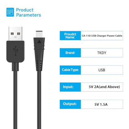 CA-110 USB Power Cable, CA110 Camera Charging Cord AC Adapter for Canon VIXIA HF R800 R700 R500 R600 M50 M52 M500 R20 R21 R30 R32 R40 R42 R50 R52 R60 R62 R200 R300 R400 Camcorders.