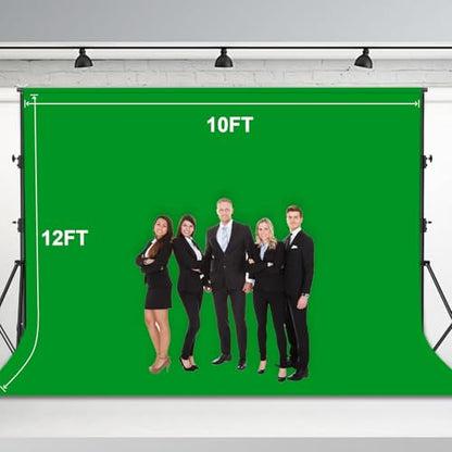BEIYANG 10 Ft x 12 Ft Photography Backdrop Green Screen, Green Background Non-Reflective Fabric Wrinkle Resistance，Photo Background for Photo Studio Video Film Shooting Props - color: Green, size: 10x12ft