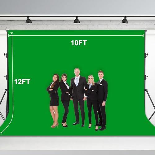 BEIYANG 10 Ft x 12 Ft Photography Backdrop Green Screen, Green Background Non-Reflective Fabric Wrinkle Resistance，Photo Background for Photo Studio Video Film Shooting Props - color: Green, size: 10x12ft