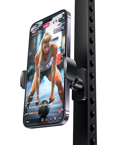 Stouchi Gym Magnetic Phone Holder, 360° Adjustable [N55 Dual Magnet] Phone Mount Gym Accessories for Women/Men, All Metal Portable Workout Essentials Compatible with 4.7-6.5" Smartphones, Black