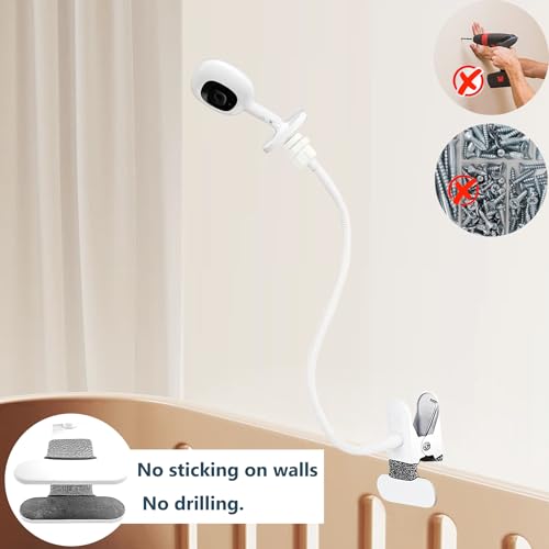 Baby Monitor Mount Holder Compatible with Nanit Pro Smart Baby Monitor & Flex Stand, Momcozy BM01/BM03/BM04 and Other Cameras with 1/4" Threaded Hole, 16 inches Flexible Clip Clamp Mount - color: Ivory