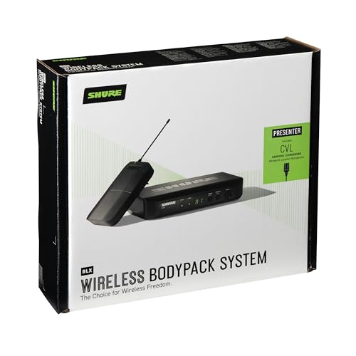 Shure BLX14/CVL Lavalier Audio System H10 Band (542–572 MHz) – BLX4 Receiver, BLX1 Bodypack & CVL Clip-On Lavalier Mic, Up to 14 Hr Battery, 300 ft Range