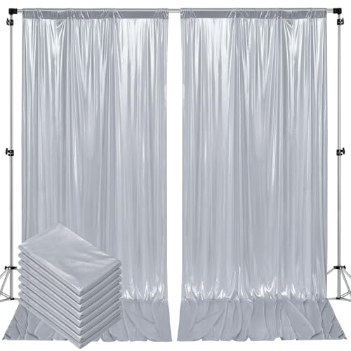 Outpain Thick 40 ft x 10 ft Silver Sequin Backdrop Curtain for Parties, Wrinkle Free Glitter Photo Backdrop Drapes 8 Panels 5x10ft Silver Back Drop Cloth for Wedding Christmas Photography Background - color: Silver, size: 5'(W) x 10'(H), 8 panels