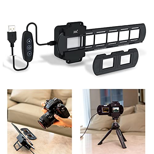 JJC Photo Slide and Film Digitizing LED Light Kit with 35mm Film Strips and Slides Holder, 10-Levels Brightness Shoe Mount LED Backlight for Photo Negatives Scanning Copying - size: LED Light Only