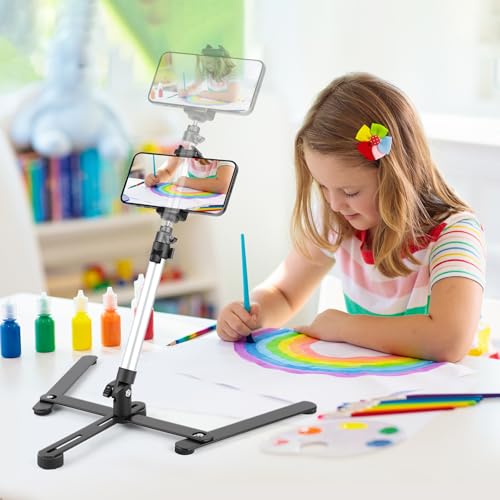 Overhead Tripod for Mini Projector, 360° Adjustable Overhead Phone Mount, Tabletop Tripod for Cookie Decorating Online Video and Draw Recording, Compatible with Phones, Webcam, and Mini Cameras