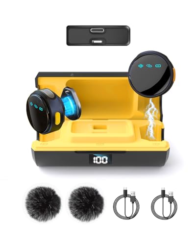 Caiord 2Pack Wireless Lavalier Microphone for iPhone iPad Android with Charge Case, Mini Clip/Magnetic Microphones for Lightning/USB-C Video Recording, Vlogging, YouTube, Interviews, 100FT - style: Cylindrical