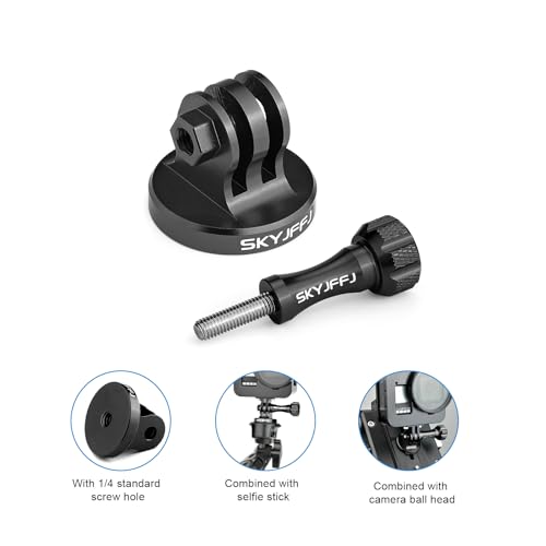 Aluminum Tripod Adapter Attachment Bolt Adapter for Monopod Mount with Aluminum CNC Thumbscrew Compatible Gopro Hero 13 12 11 10 9 8 DJI Osmo Insta360 AKASO and Other Action Camera - color: BLACK
