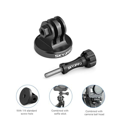 Aluminum Tripod Adapter Attachment Bolt Adapter for Monopod Mount with Aluminum CNC Thumbscrew Compatible Gopro Hero 13 12 11 10 9 8 DJI Osmo Insta360 AKASO and Other Action Camera - color: BLACK