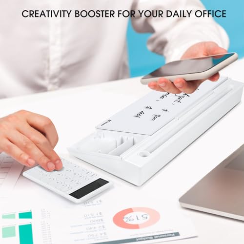 Desktop Whiteboard White&Black and White with Calculator, Desk Organizer Solution for Home Office School Art Beauty Supplies