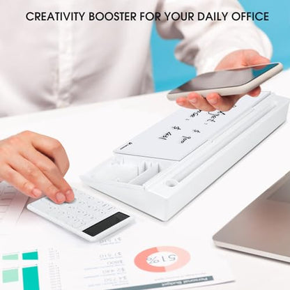 Desktop Whiteboard White&Black and White with Calculator, Desk Organizer Solution for Home Office School Art Beauty Supplies