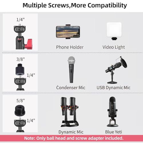 HEMMOTOP 22in Magic Arm with Clamp, Long Articulating Arm Camera Mount, Adjustable Phone Mount Holder 360° Rotation, Mic Arm for Microphone, LED Lights, for iPhone, Tripod, Desk, Table - size: 22 in