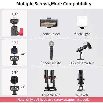 HEMMOTOP 22in Magic Arm with Clamp, Long Articulating Arm Camera Mount, Adjustable Phone Mount Holder 360° Rotation, Mic Arm for Microphone, LED Lights, for iPhone, Tripod, Desk, Table - size: 22 in