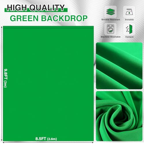 10x7.5 Photography Backdrop Stand Kit with Green Screen Backdrop, Photo Backdrop Stand Kit for Video Streaming, and Live Broadcast, Background Stand Kit with Sandbags, Clips, Carring Bag - size: 10x7.5 ft