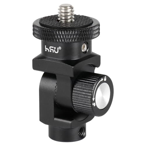 HSU Vertical Mount Adapter, Aluminum 1/4”-20 Screw Hole 180° Rotation Camera Tripod Mount for Insta360 X5/X4/X3/X2/X/RS/R/GoPro/DJI Osmo Action 5 Pro/4/3 Camera and Other Action Cameras (Black)