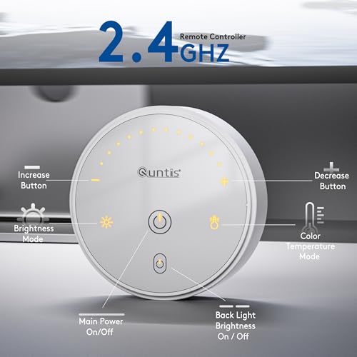 Quntis Monitor Light Bar with Remote, Eye-Care No Glare, Space Saving Home Office Desk Lamp, White, Stepless Dimming, Easy Setup LED Computer Light Backlight for Curved Gaming Monitors Reading Study - color: White