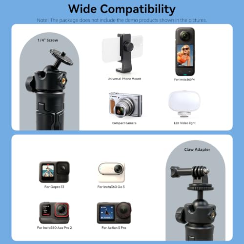 One-Click Mini Desktop Tripod for Camera, Phone & Action Cam, Adjustable Foldable Stand for Streaming, Zoom Meetings, Vlog Recording & Content Creation