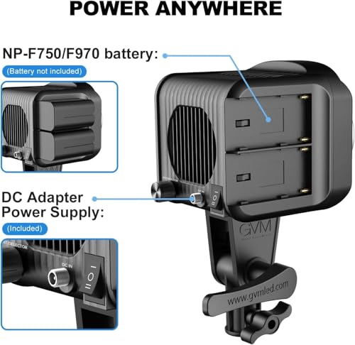 GVM 80W Video Light, Continuous Lighting for Photography with Bowens Mount, 5600K, 44100Lux/0.5m Studio Light with APP, CRI 97+ 8 Scene Lights Support AC Adapter & NP Battery - size: 5600K