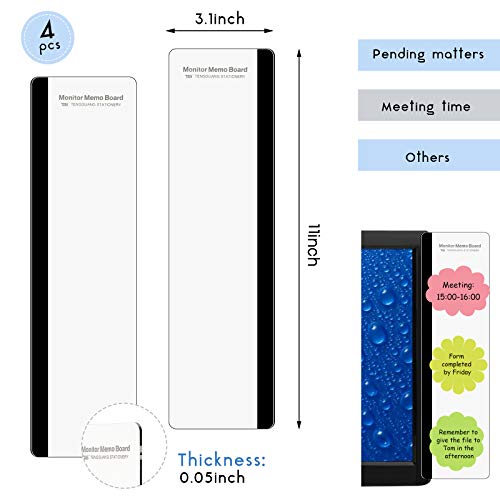Zonon 4 Pieces Monitor Memo Board, Memo Boards for Computers Transparent Acrylic Monitor Side Panel Office Desk Accessories Desktop Computer Sticky Note Holder for Office Home Work Desk