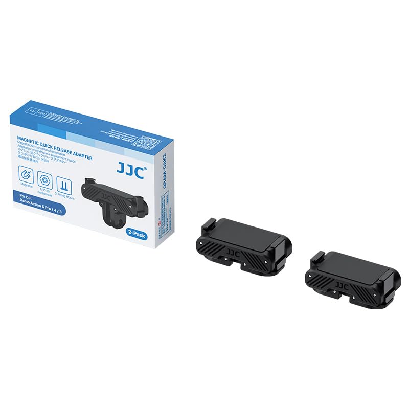 JJC 2Pcs Action 5 Magnetic Quick Release Adapter for DJI Osmo 360 Action 5 pro 4 3 Accessories, Replace OEM Quick Release Mount, with Folding Claws & 1/4 Screw Hole, Heavy Duty Nylon Extension Adapter - color: 2Pcs Magnetic Quick Release Adapter