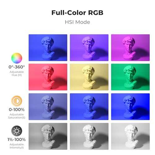 K&F CONCEPT 12W Portable RGB Camera Video Light, 5000mAh CRI95+ 2700-7500K | Rechargeable LED DSLR Lighting 13 Effects with OLED Screen, Cold Shoe, 1/4'' Screw Mount for Content Creator Photography