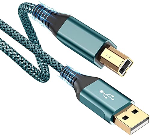 sweguard Printer Cable 15ft, USB Printer Cord USB 2.0 Type A Male to B Male Cable Scanner Cord High Speed Compatible with HP, Canon, Dell, Epson, Lexmark, Xerox, Samsung and More - Green - color: green, size: 15ft