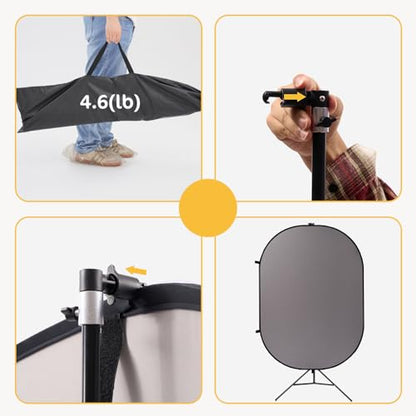 Kate 8.5ft Collapsible Backdrop Adujustable Stand for Self Tape Backdrops Pop up Portable Background Backdrop Frame Stand - color: Pattern2