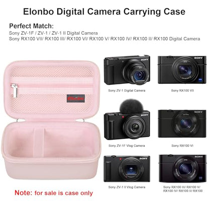 Case for Sony ZV-1F/ ZV-1/ ZV-1 II/Sony RX100 VII/ RX100 III Digital Camera | Sony ZV-1F/ ZV-1/ ZV-1 II/ RX100 VII Digital Camera Carrying Case, Hard Protective Bag, Pocket fits Accessories, Jelly Pink - color: Jelly Pink
