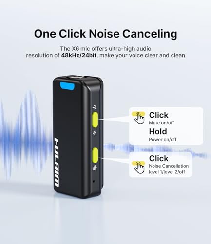 FULAIM X6 Pro Wireless Lavalier Microphones with 4 Transmitter with Charging Case for iPhone, iPad, Android, Camera, Lapel Mic with 48KHz 24Bit, Noise Cancellation for Video Recording, Vlog