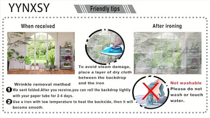 YYNXSY 8X6FT Spring Window Landscape Photography Background White Window Sill Flower Green Forest Nature Photography Background Party BannerYY-1011 - size: 8X6FT