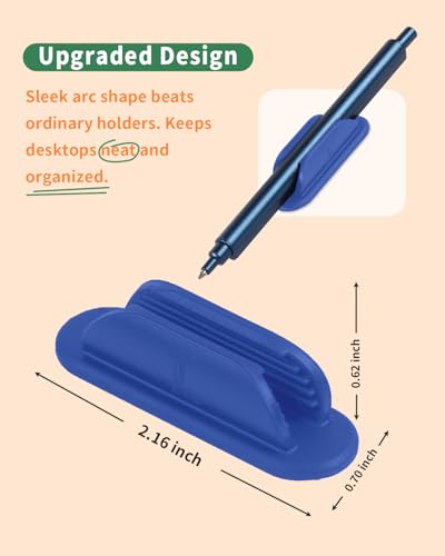 Tiizze Adhesive Pencil Holders for Desk Set of 10 - Silicone Pen Holder with 15 PCS Adhesive Pads - Flexible Pencil Holder for Office Essentials Accessories and Teacher Supplies… - color: Blue
